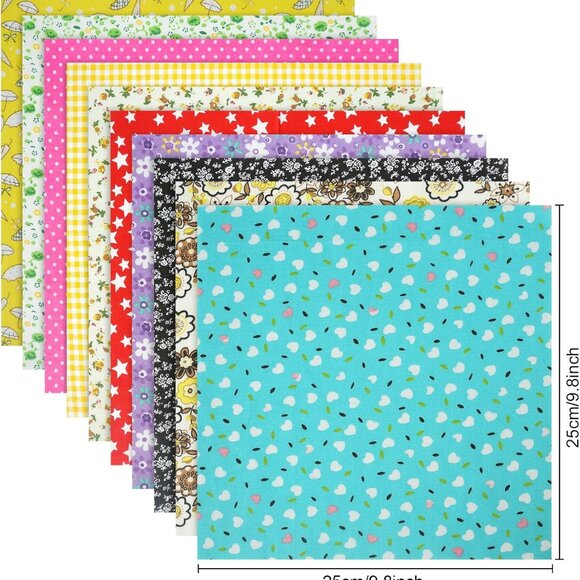 Colorful 56-Piece Cotton Fabric Bundle - 25x25cm Patchwork Quilting Squares for - Picture 2 of 7